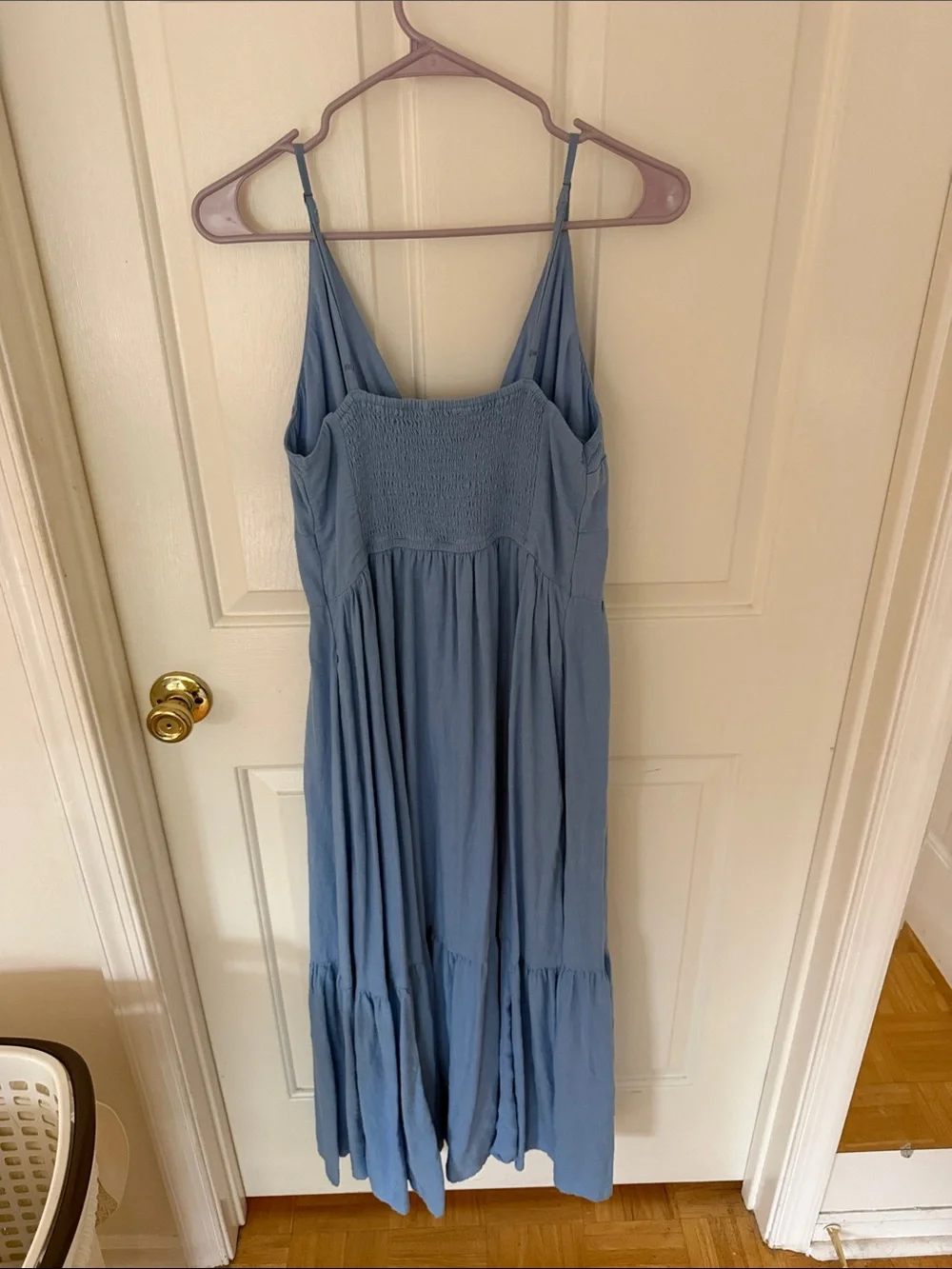 Abercrombie and fitch Light Blue Button-Front Spaghetti Strap Maxi Dress size m